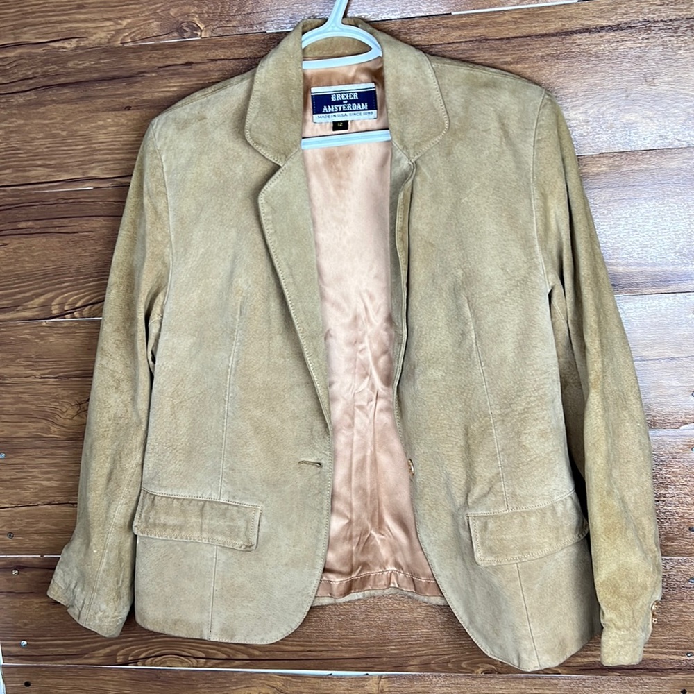 Breier of Amsterdam Women’s Cream Suede Leather Jacket Size 12